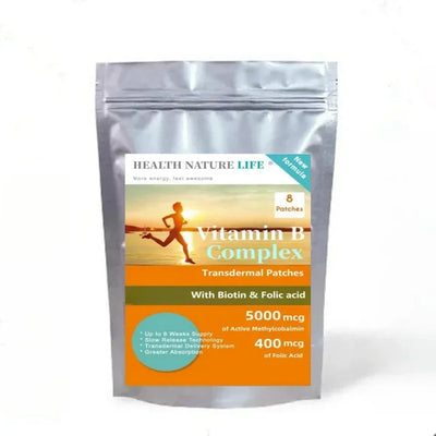 Vitamin B Complex 8 Transdermal Patches B1, B2, B3, B5, B6, B12, D-Biotin & Folic Acid