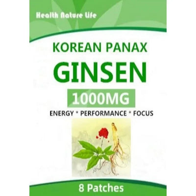 Natural Red Panax Ginseng 8 Energy Patches W/High Ginsenosides for Energy, Performance & Focus Pills for Men & Women