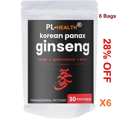 Korean Korean Red Ginseng Root Transdermal Patches for Energy, Focus, Performance, Vitality & Immune 30 Patches