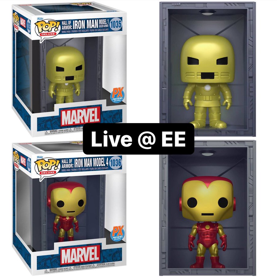 Funko Pop! Marvel: Iron Man Hall of Armor Model 1&4 Deluxe Vinyl Figures PX #1035 and #1036 (2 Pack)