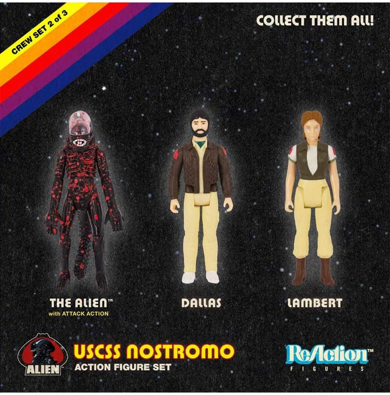 Super 7 Alien Reaction Figure 3 Pack Set C, Multi, 3.75 Inches