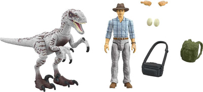 Jurassic World  Jurassic Park III Hammond Collection Dr. Alan Grant & Velociraptor Pack, Raptor Egg Accessories