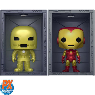 Funko Pop! Marvel: Iron Man Hall of Armor Model 1&4 Deluxe Vinyl Figures PX #1035 and #1036 (2 Pack)